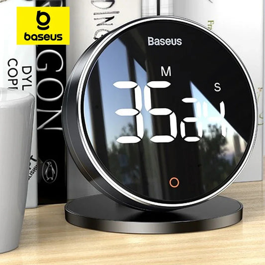 Baseus Magnetic Countdown Alarm Clock Kitchen Timer Manual Digital Timer Stand Desk Clock Cooking Timer Shower Study Stopwatch