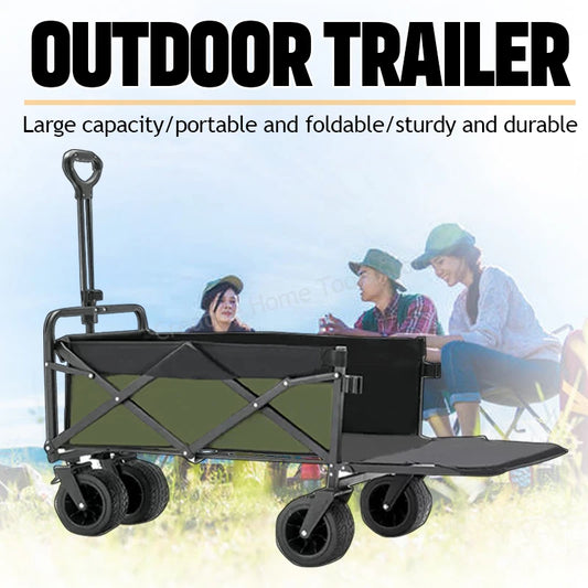 Folding Wagon Cart Outdoor Camping Portable Cart Foldable Table Board Adjustable Handcart Garden Wagon Trolley Beach Picnic Cart