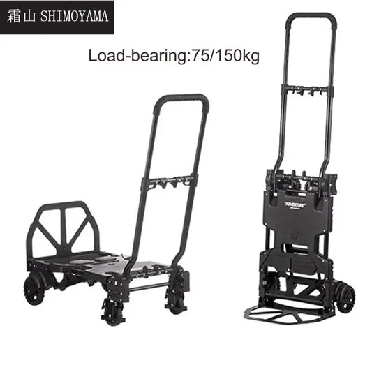 SHIMOYAMA Folding Cart Heavy Duty Hand Truck Cart Foldable Trolley Portable Outdoor Camping Wagon Luggage Cart Multifunction Use