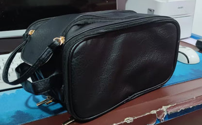 Double Zipper U-shaped Portable Pu Leather Cosmetic Bag